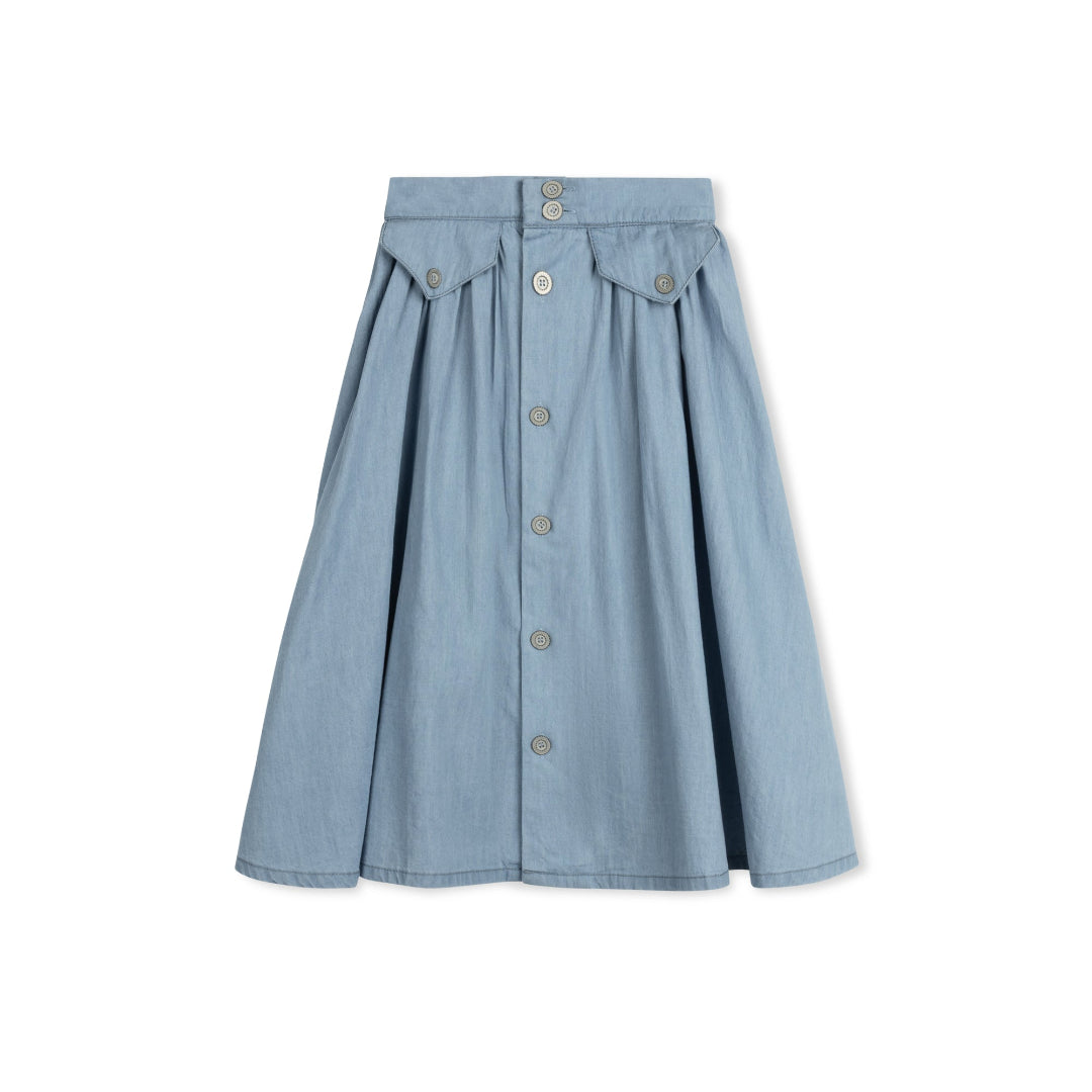 Light Denim Button Skirt