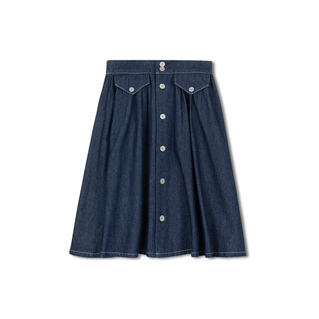 Dark Denim Button Skirt