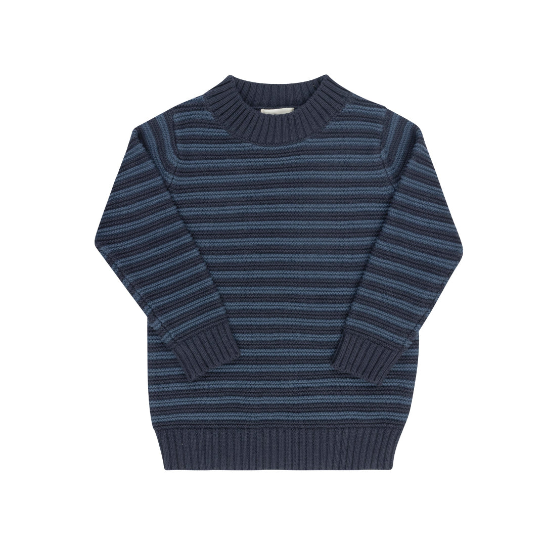 Navy Embroidered Trim Collection Sweater