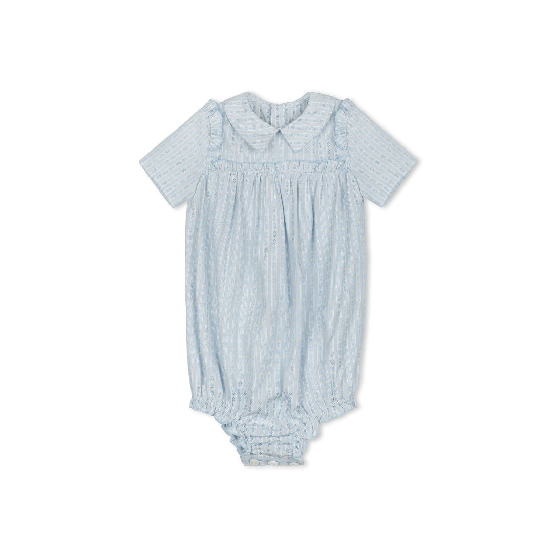 Blue Floral Striped Romper