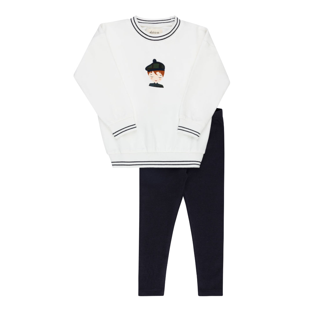 Ivory/ Navy Boy French Terry Scottish Collection 2 Piece Set