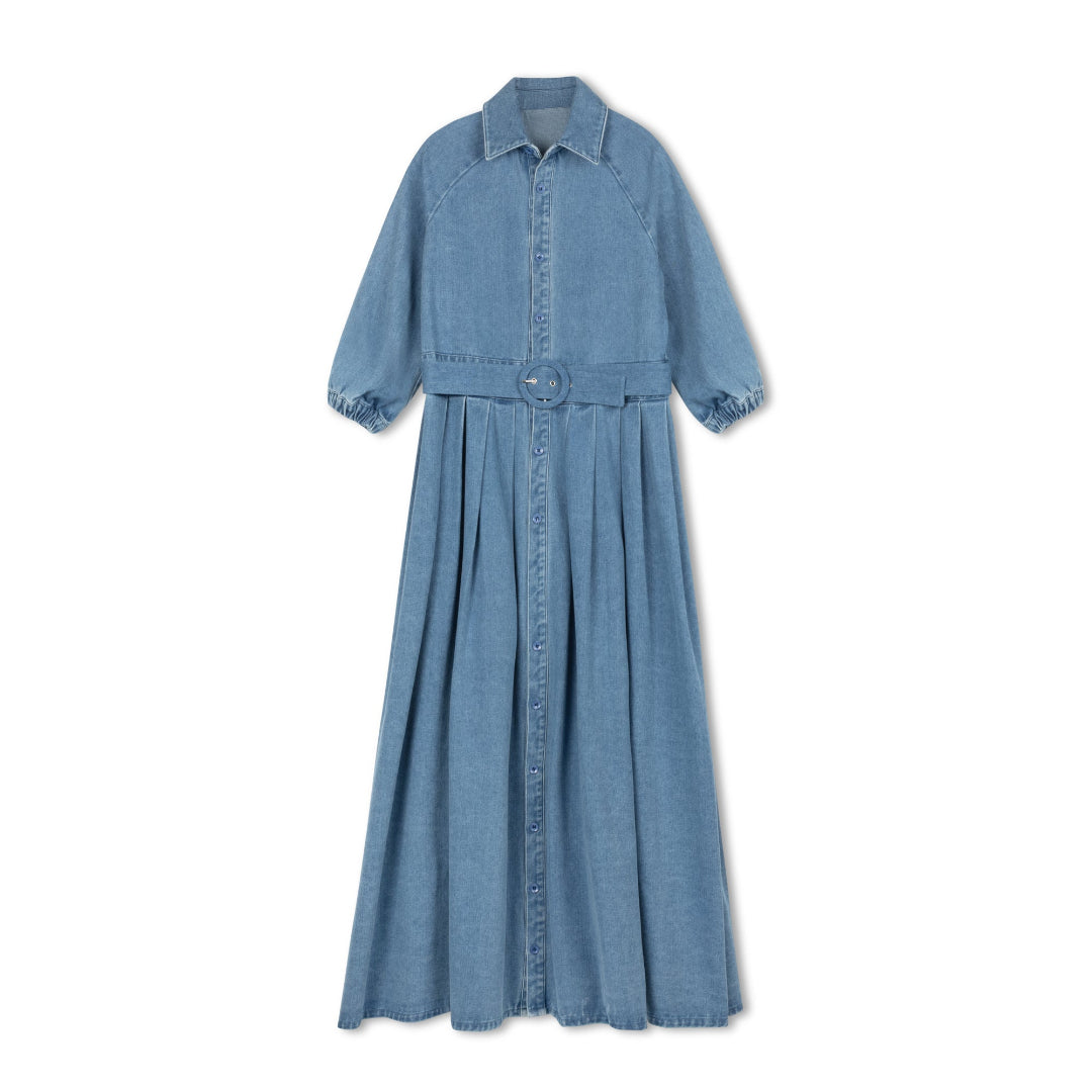 Teen Denim Belted Maxi Dress