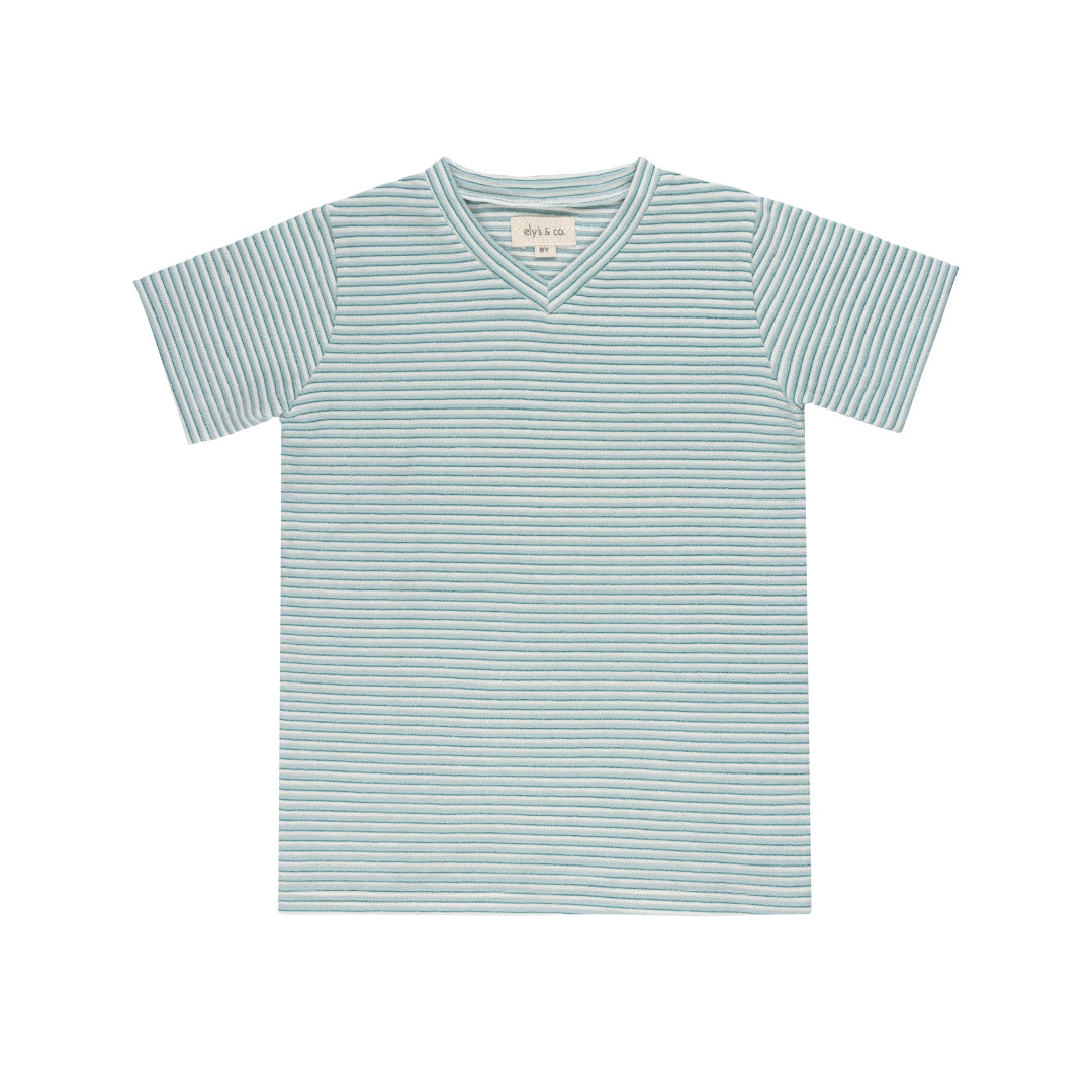 Blue Metallic Striped Boys Tee