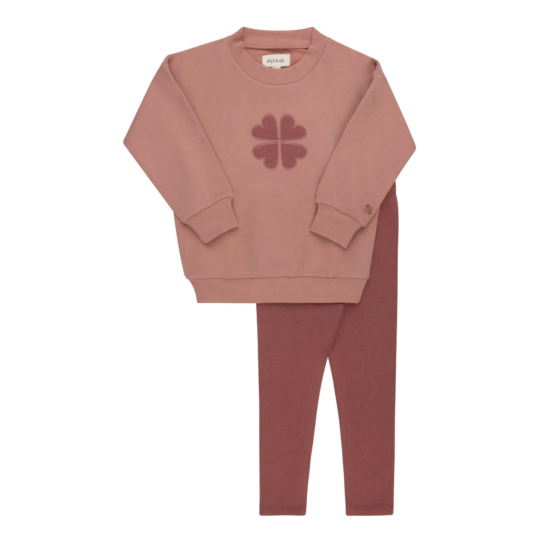 Pink Embroidered Clover Collection 2 Piece Set