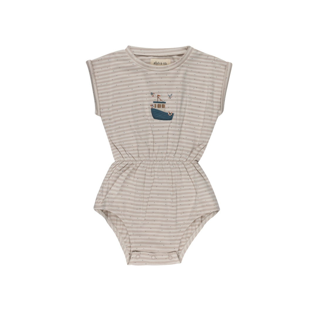 Tan Nautical Stripe Collection Romper
