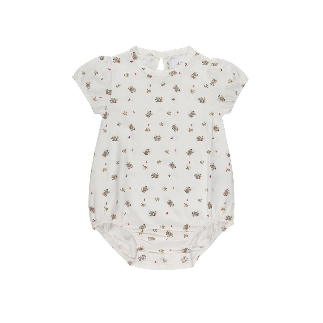 Ivory/Pink Jersey Cotton Floral Print Collection Romper