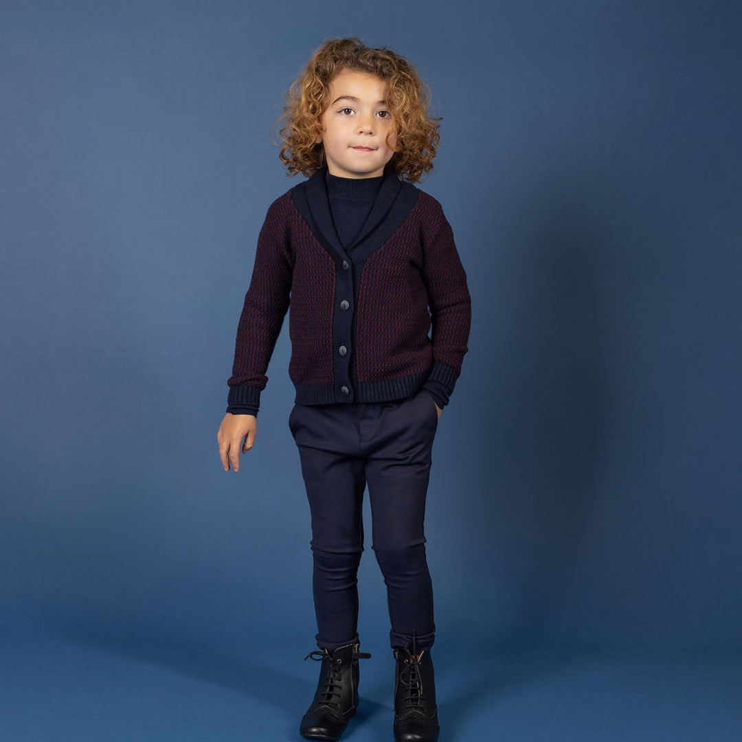 Navy/Wine Thin Stripe Collection Cardigan