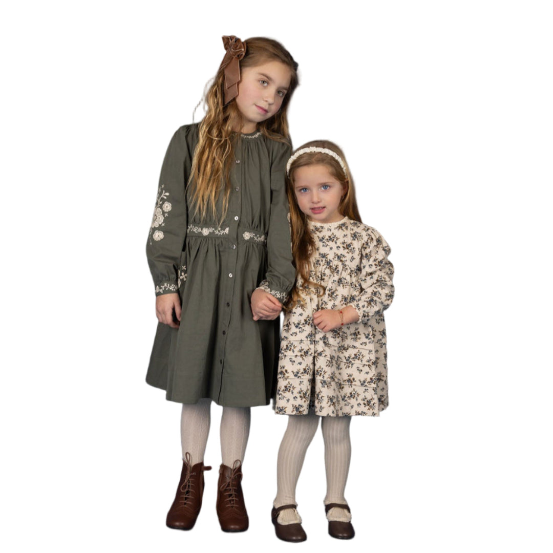 Olive Floral Embroidered Collection Dress