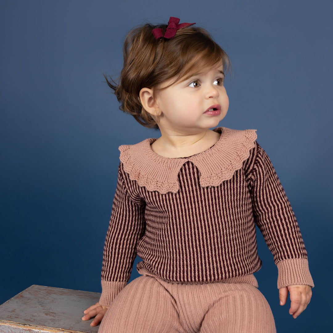 Wine/Pink Thin Stripe Collection Toddler Set