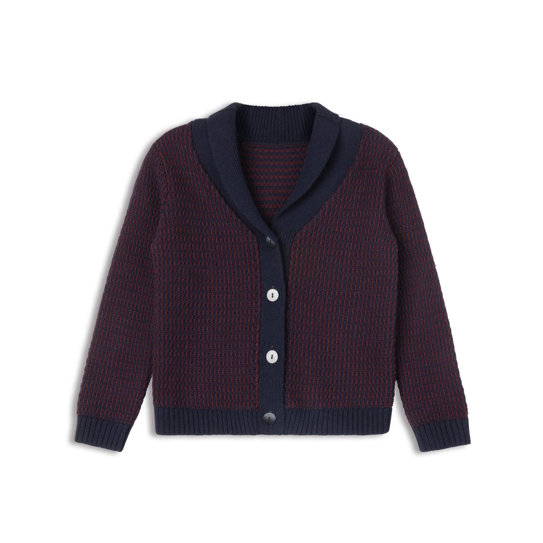Navy/Wine Thin Stripe Collection Cardigan