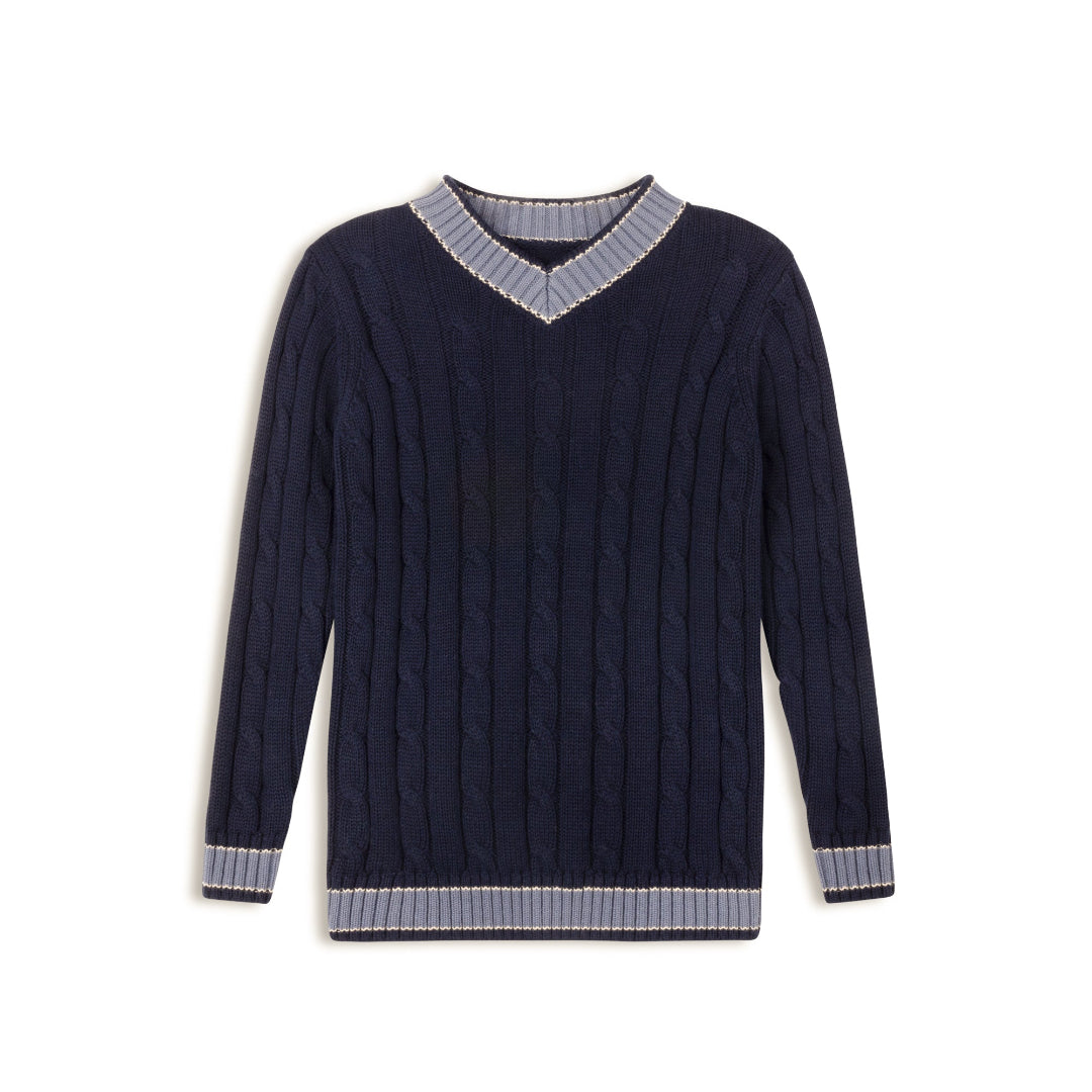 Navy/Blue Cable Knits Boys Collection Sweater