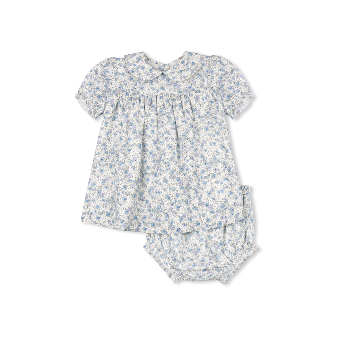 Blue Floral Collar Baby Set