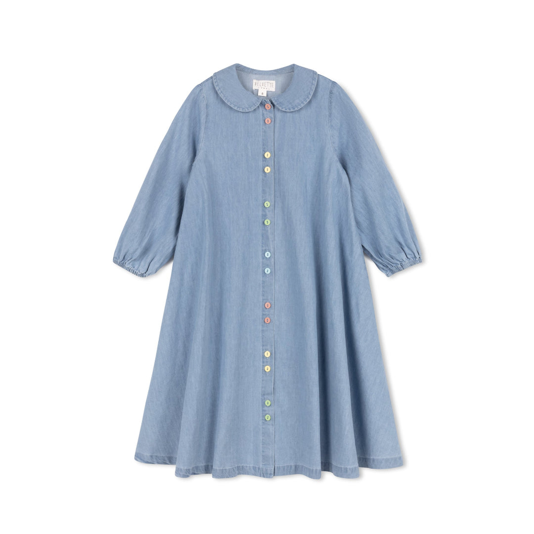 Denim Multicolor Button Dress