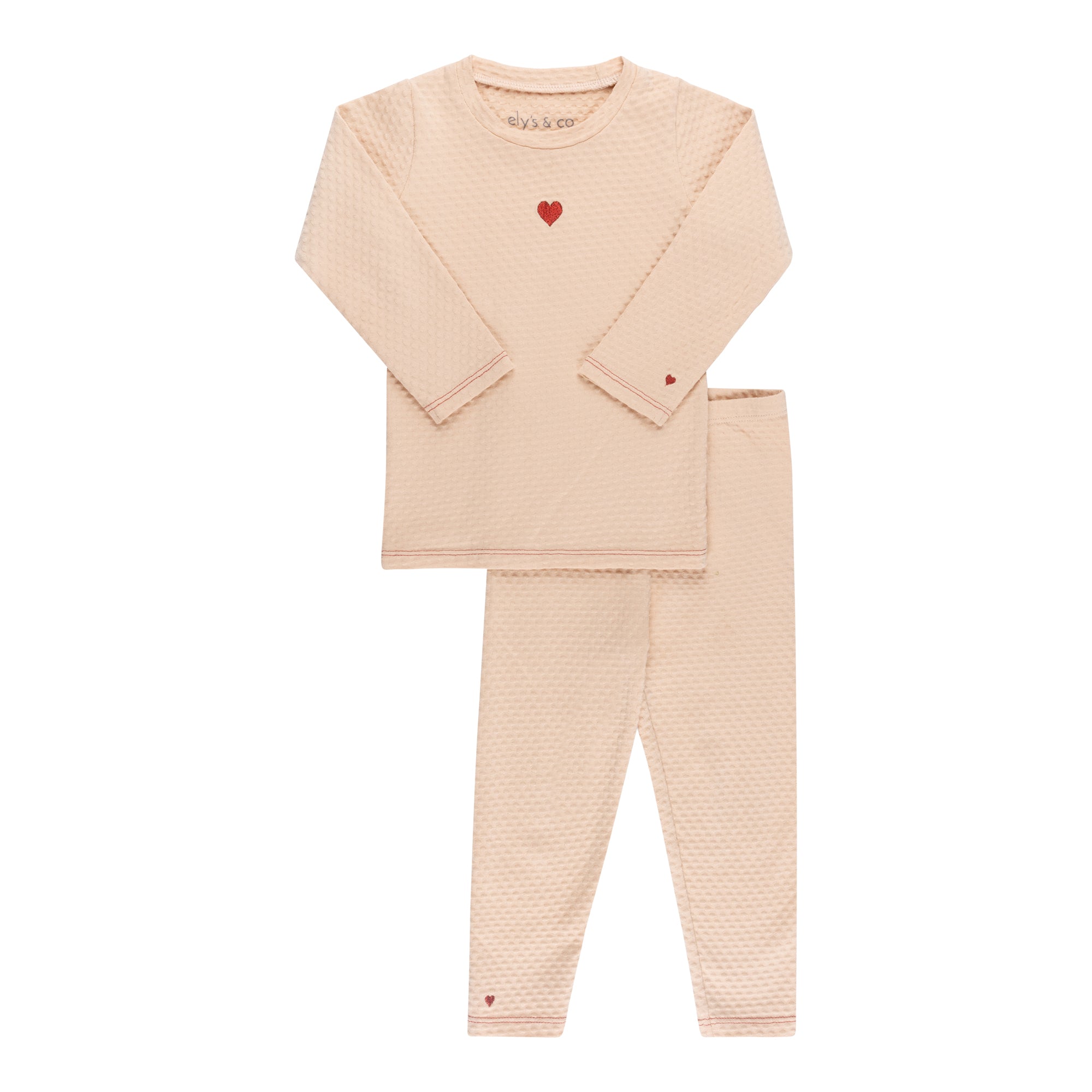 Pink Heart Embroidered Lounge Set