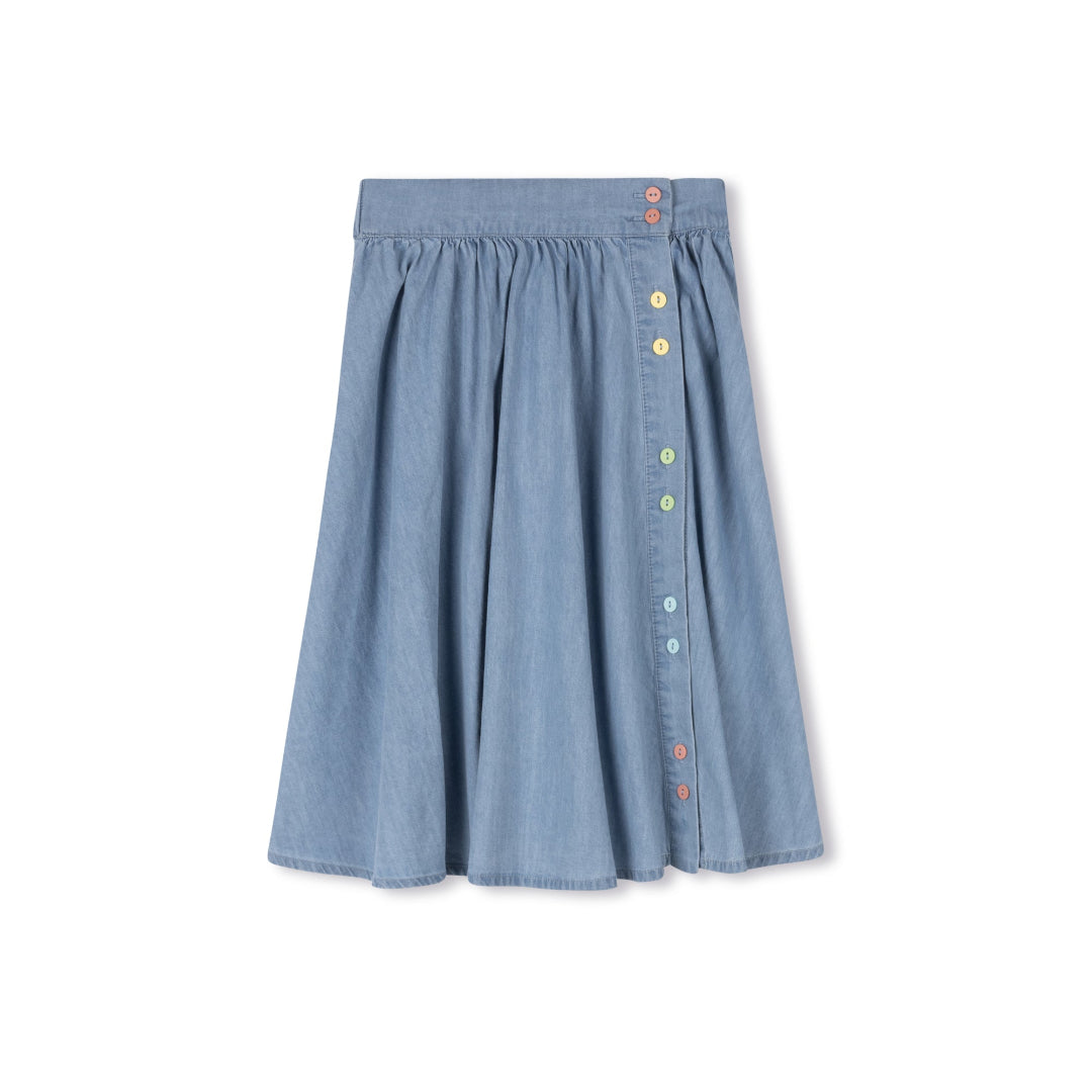 Denim Multicolor Button Skirt