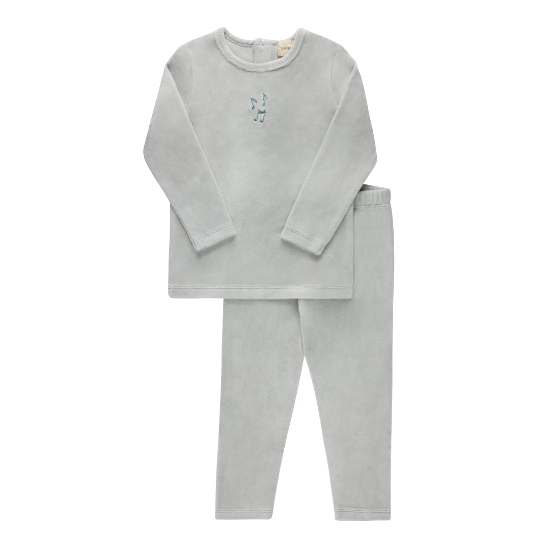 Blue Embroidered Velour Collection Lounge Set