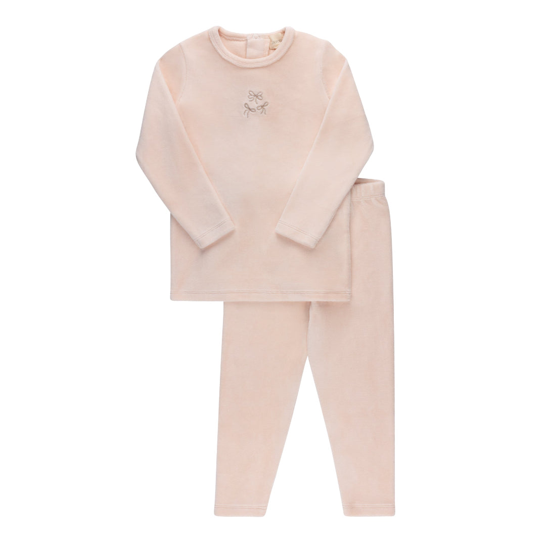 Pink Embroidered Velour Collection Lounge Set