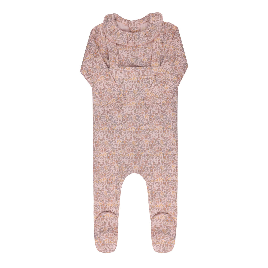 Pink Floral Cotton Liberty Print Bodysuit And Overalls