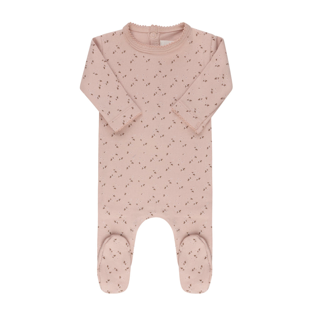 Pink Floral Leaf Collection Footie