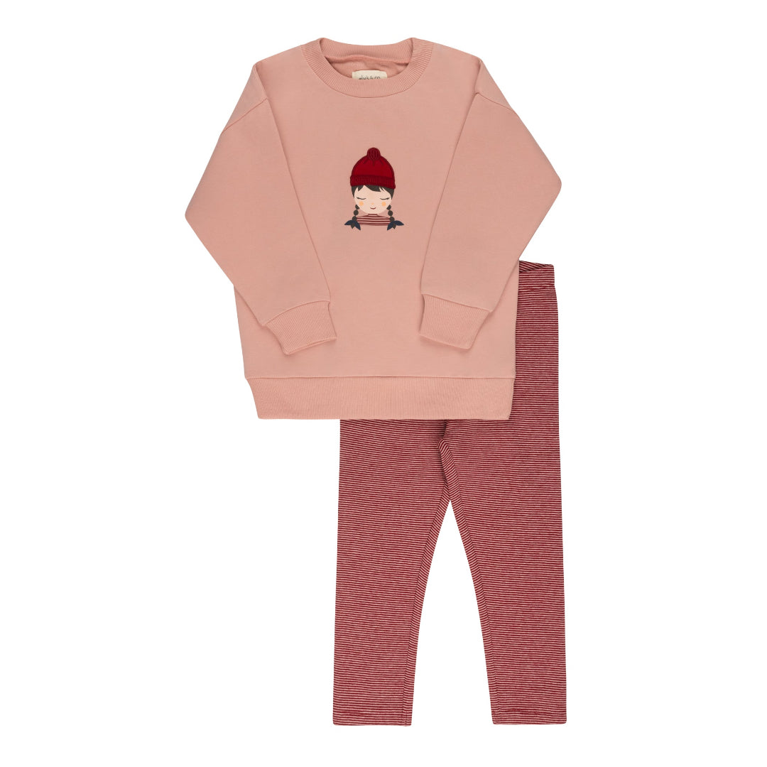 Pink Autumn Kids Collection Sweatshirt And Leggings