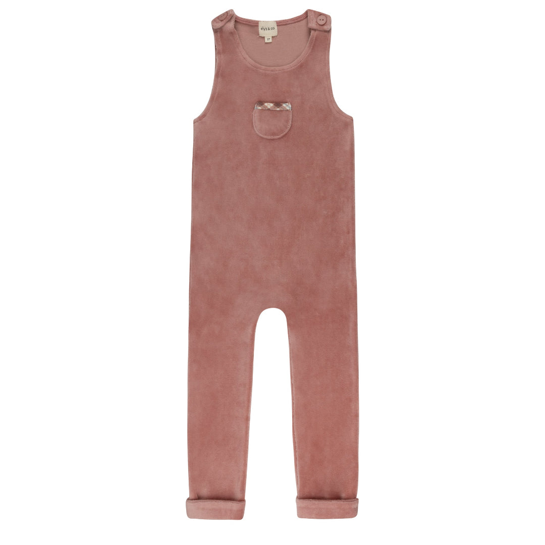 Pink Velour Plaid Bear Collection Overalls And Turtleneck