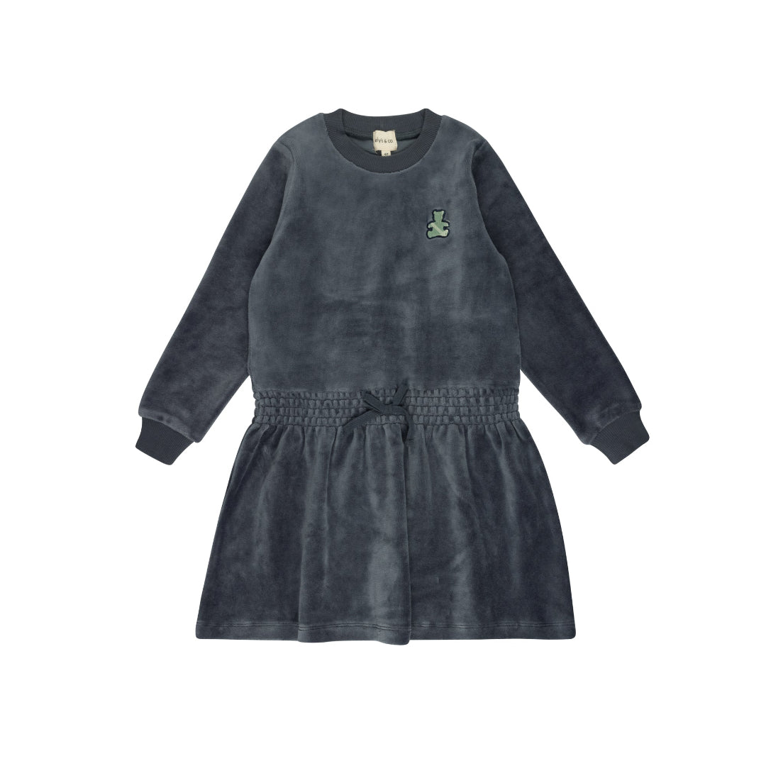 Blue Velour Plaid Bear Collection Dress