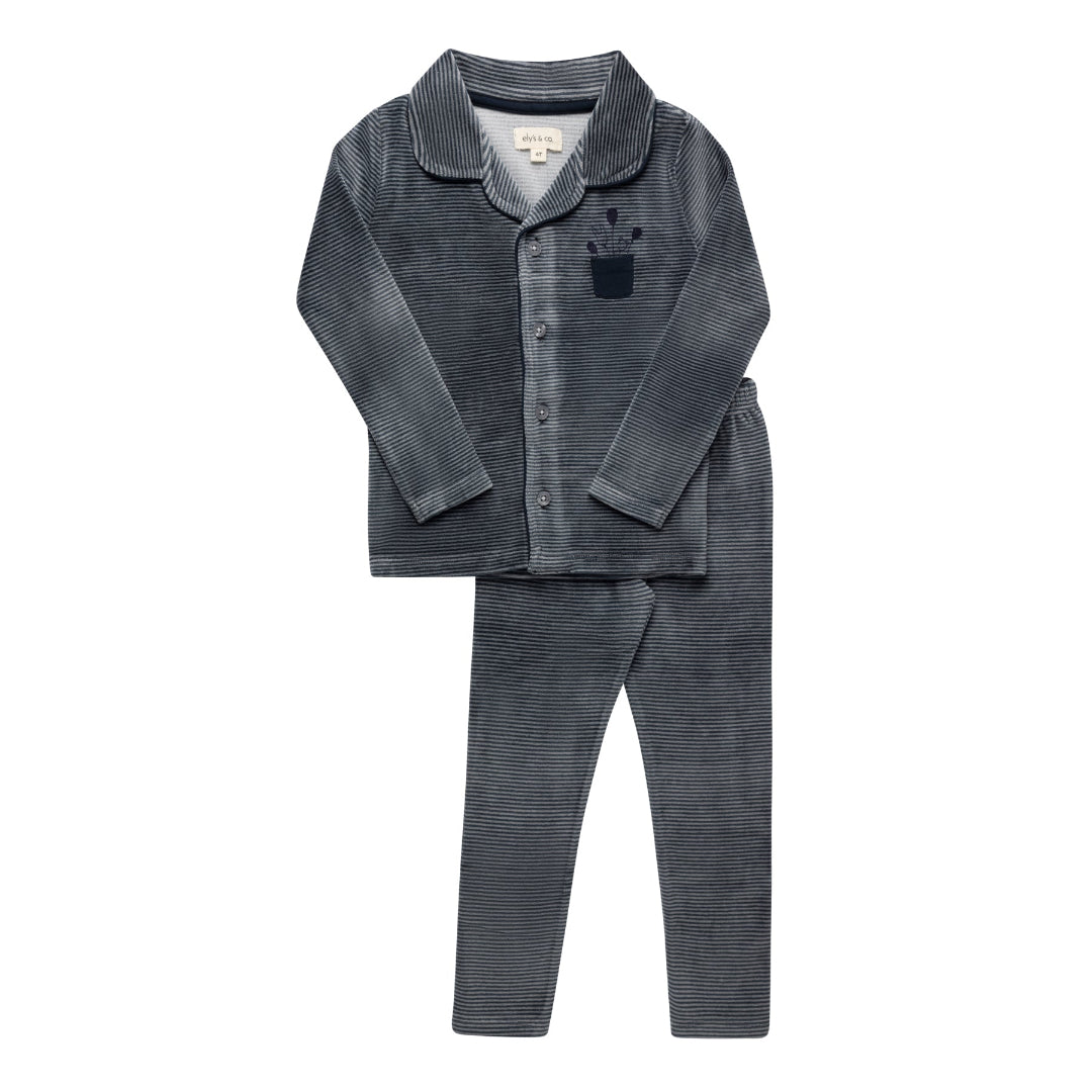 Blue Stripe Collection Velour Pajamas