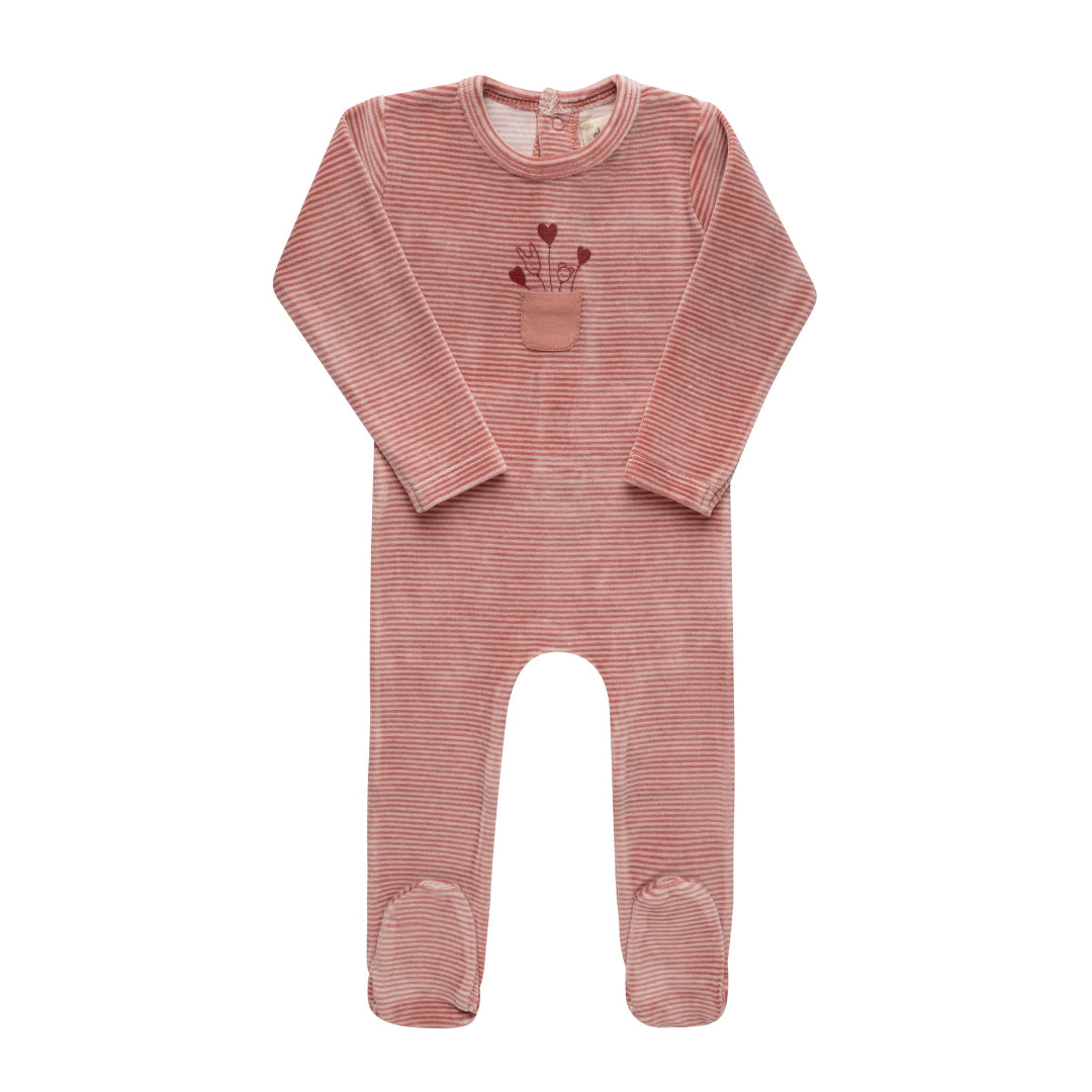Pink Stripe Collection Velour Footie