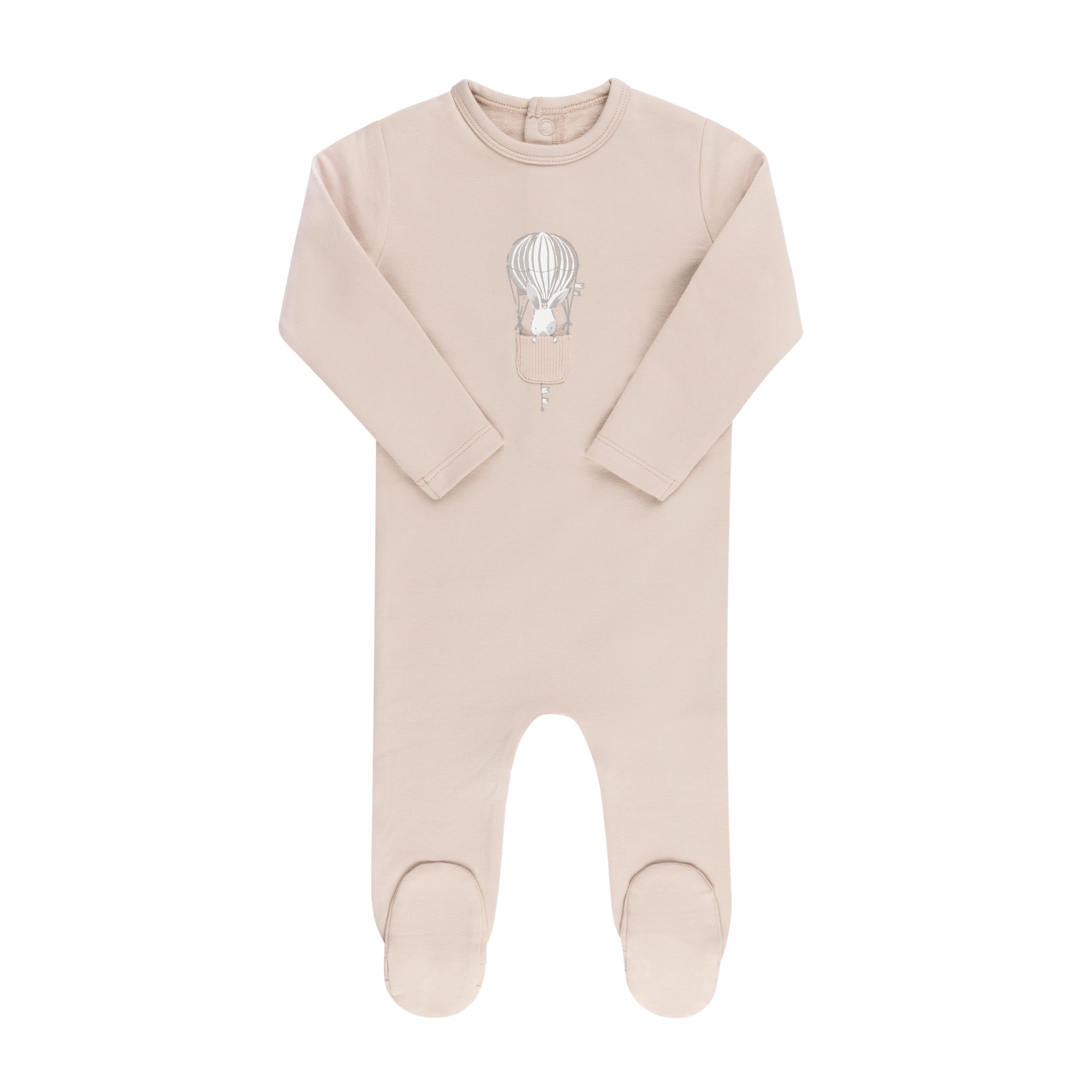 Taupe Grey French Terry Hot Air Balloon Footie