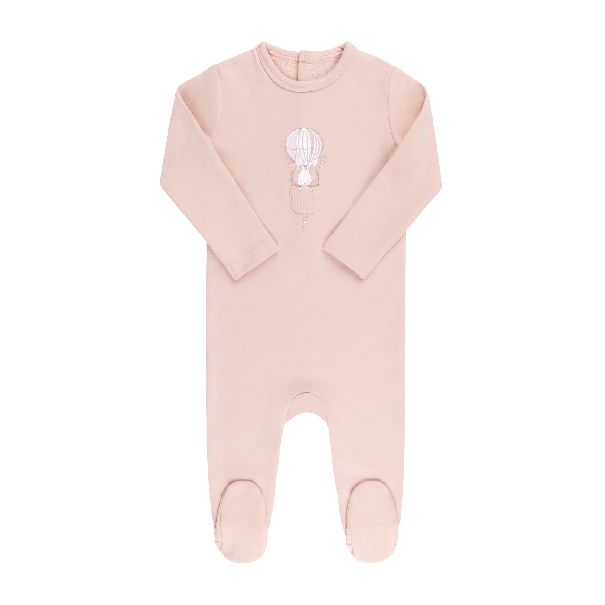 Pink French Terry Hot Air Balloon Footie