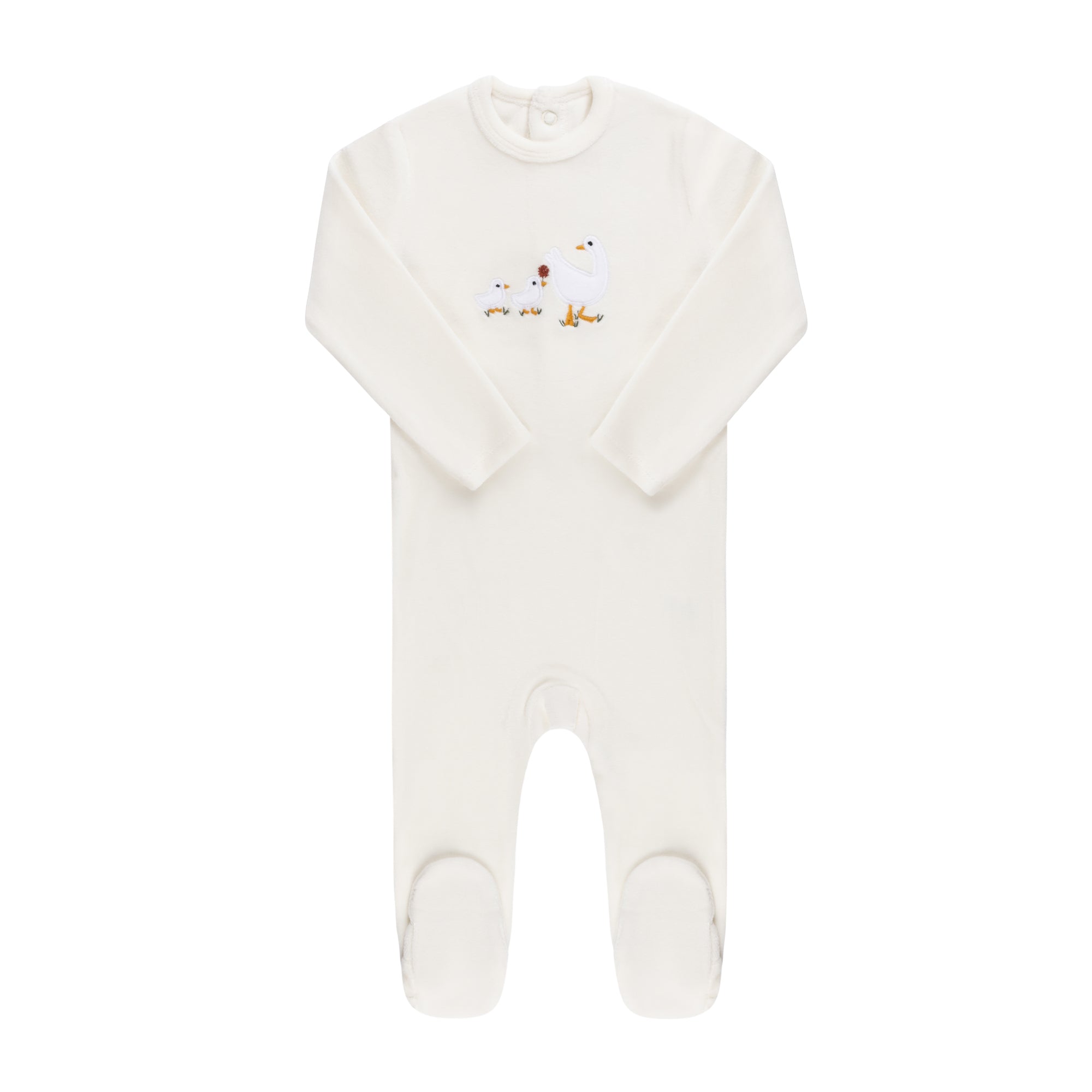 Cream Velour Sherpa Ducklings Footie