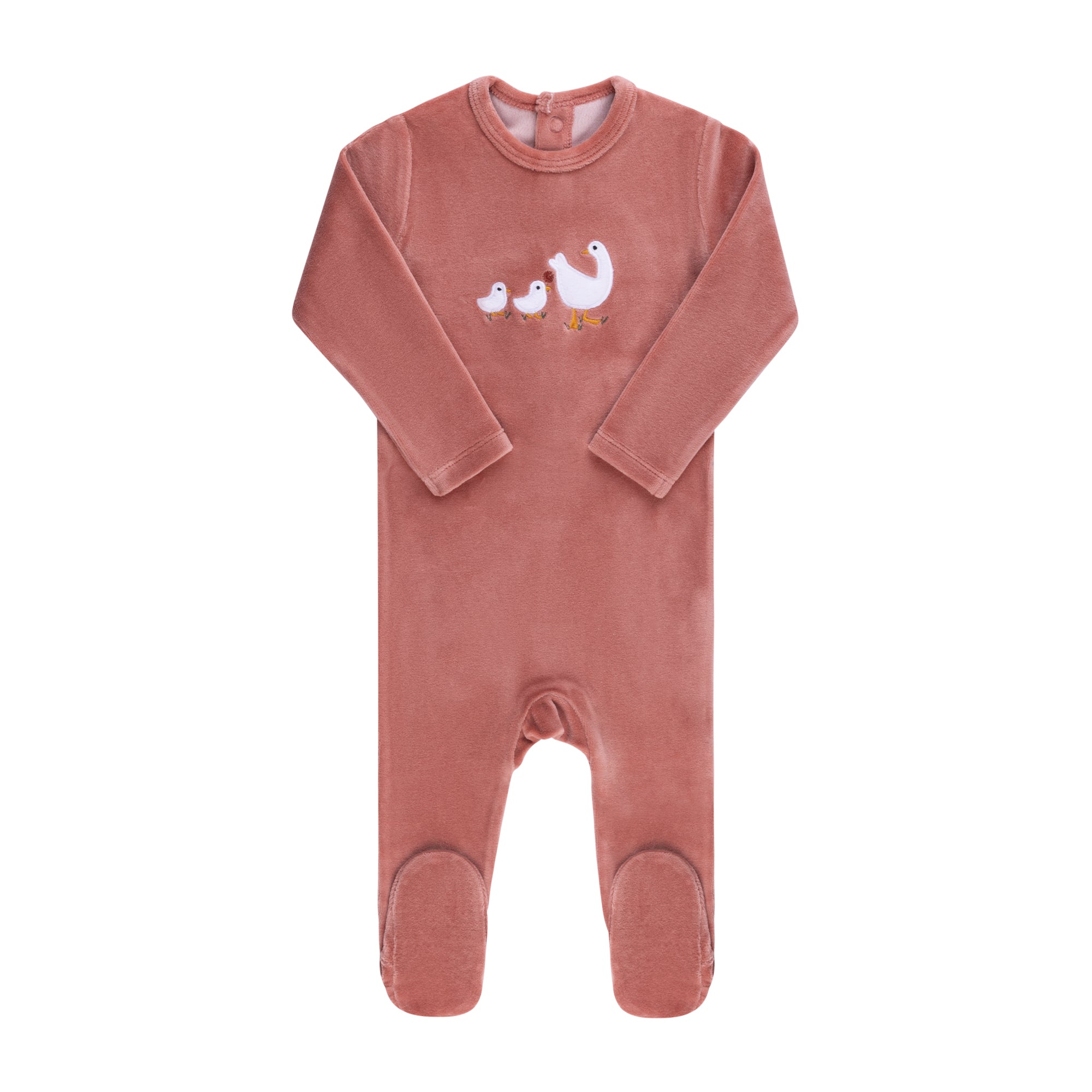 Pink Velour Sherpa Ducklings Footie