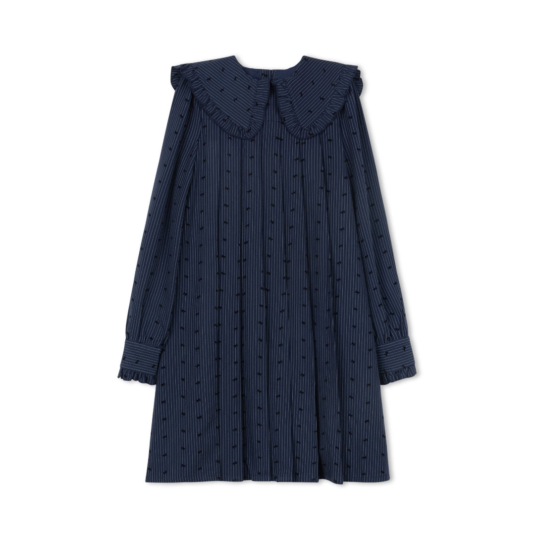 Blue Pinstripe Bow Dress