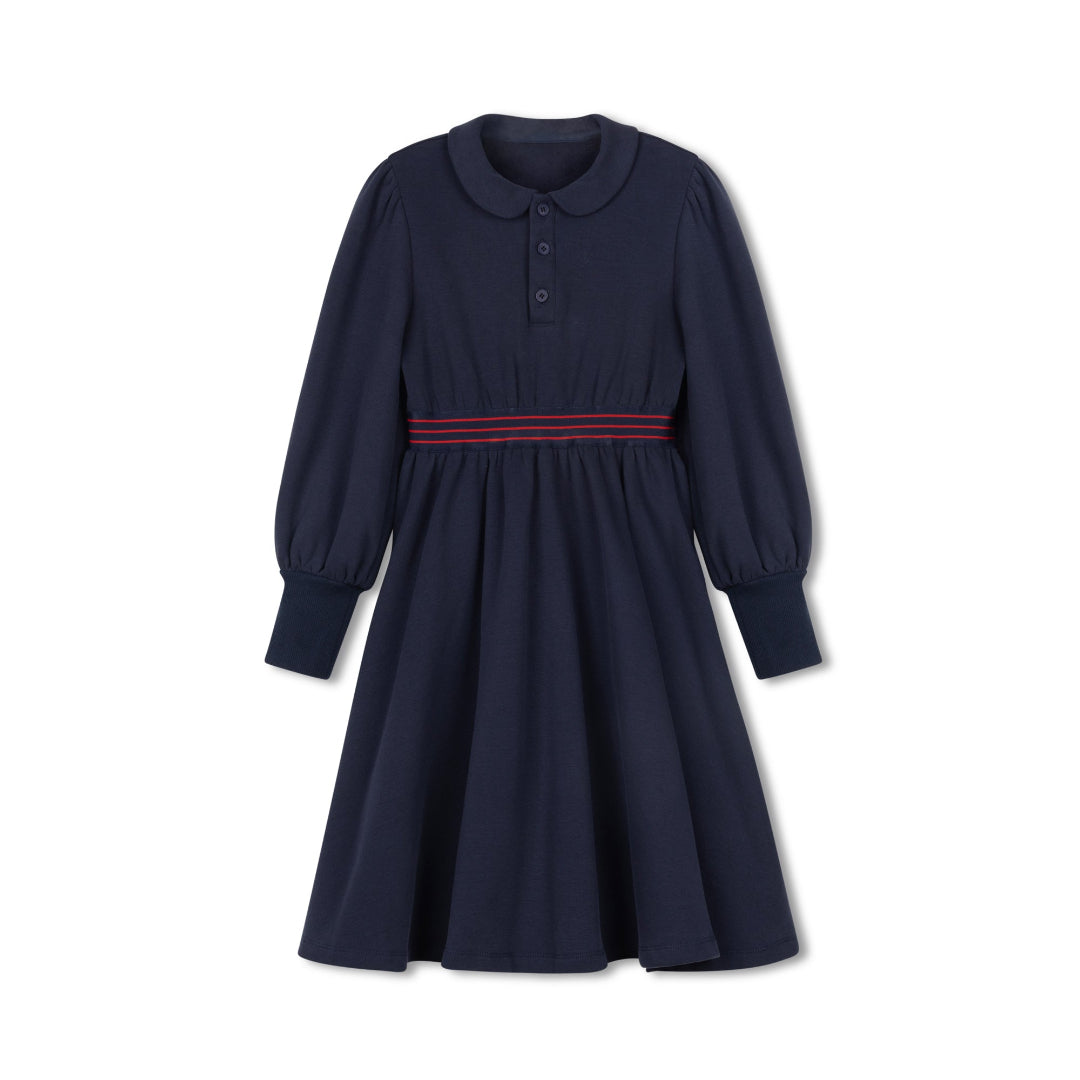 Navy Waisted Sweatshirt Dress