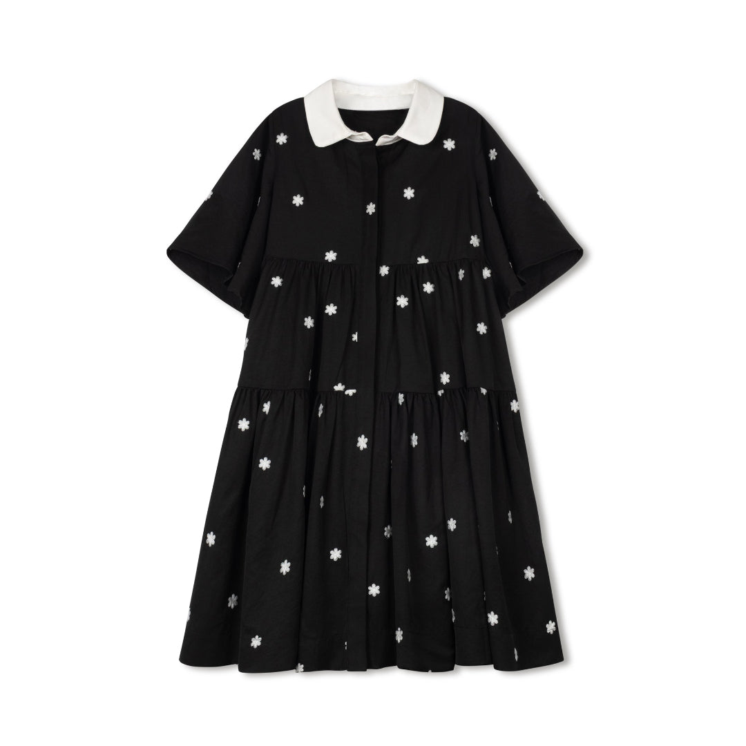 White Collar Flower Dress