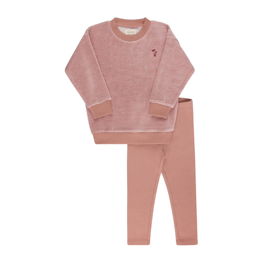 Dark Pink Velour Stripe Collection Lounge Set