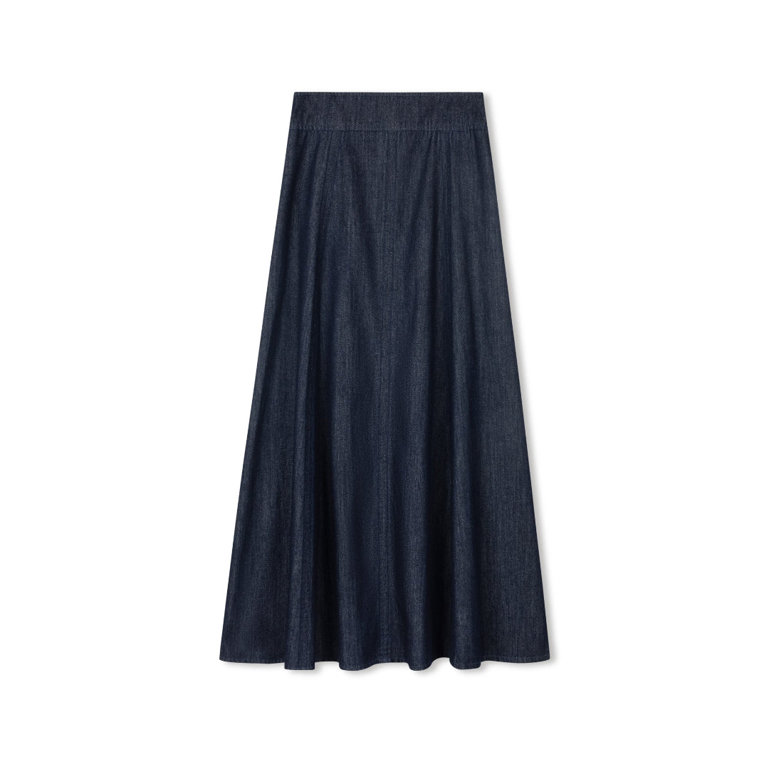 Denim A Line Maxi Skirt