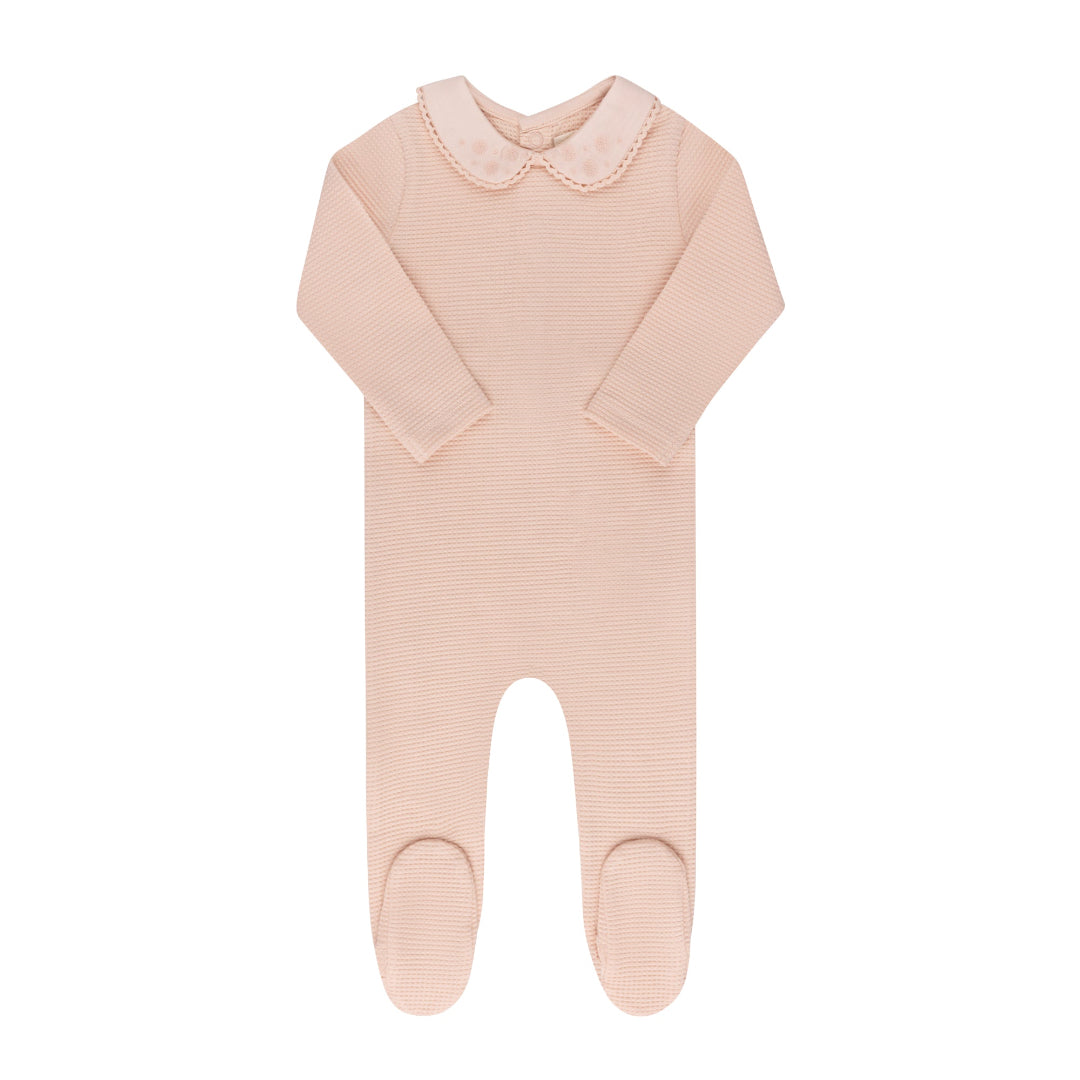 Pink Embroidered Collar Collection Footie
