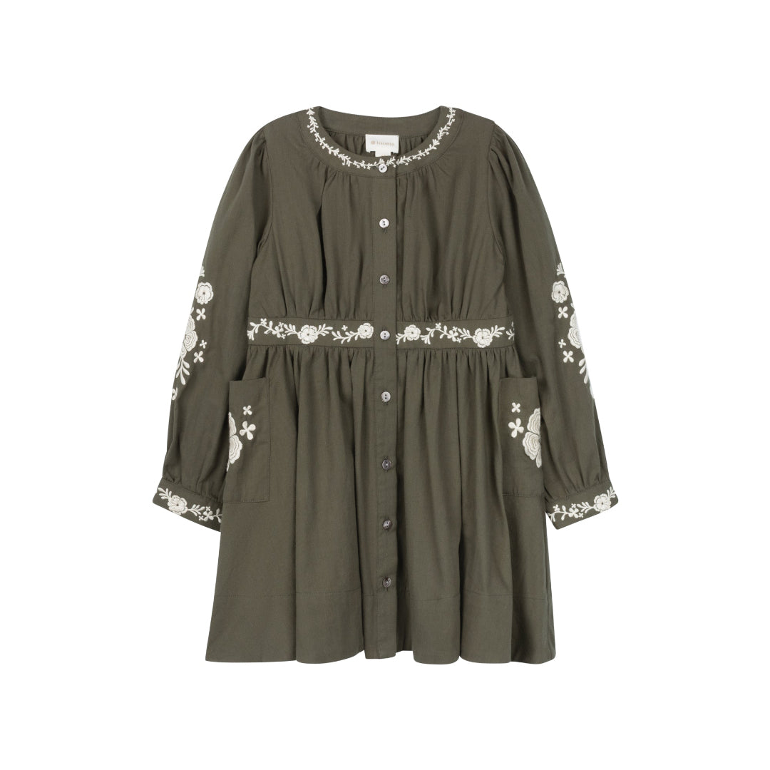 Olive Floral Embroidered Collection Dress