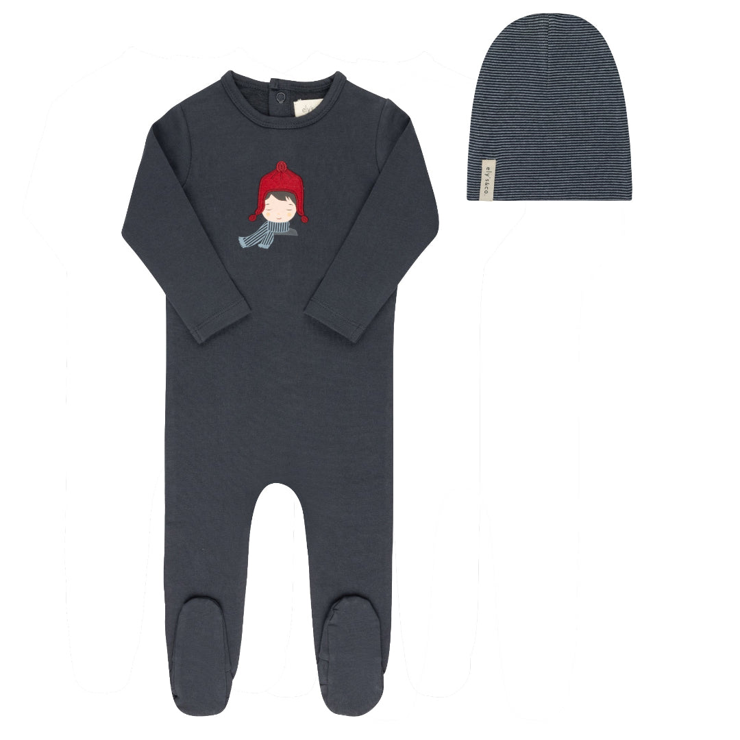 Navy Autumn Kids Collection Footie + Beanie