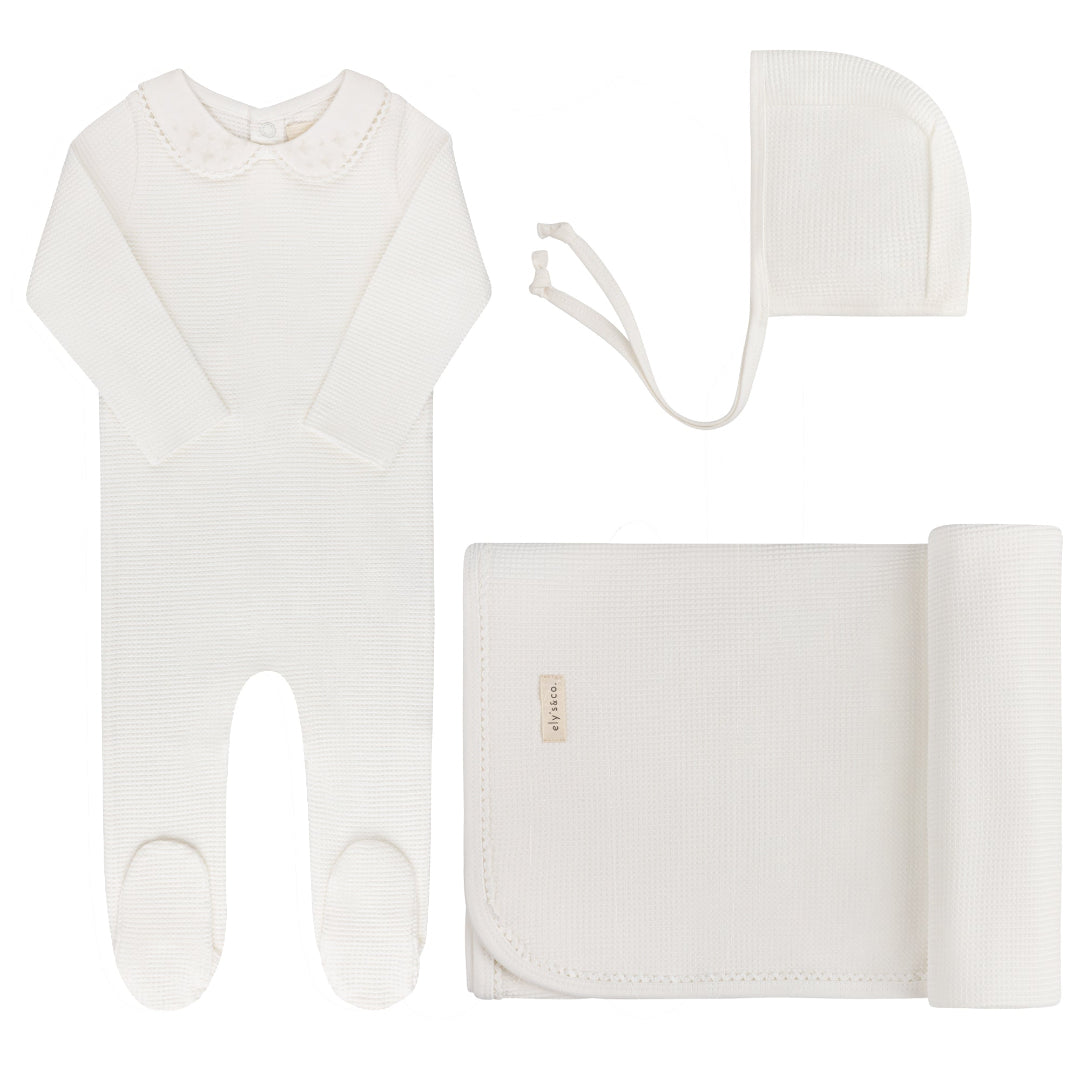 Ivory Boy Embroidered Collar Collection Take Me Home Set