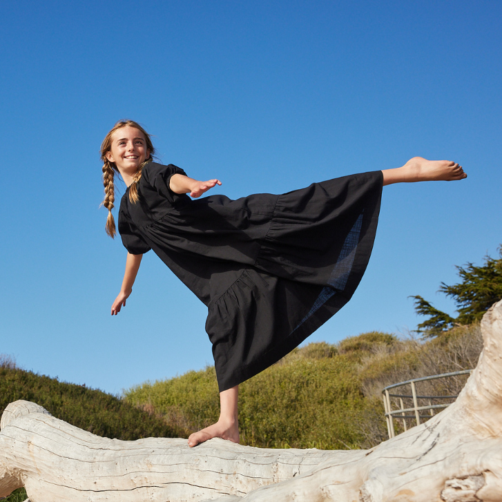 Pashmini Black Charlotte Diagonal Ruffle Maxi