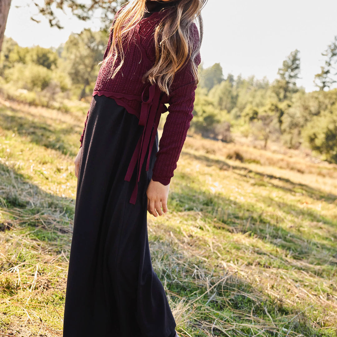 Burgundy Mia Pointelle Overlay Maxi