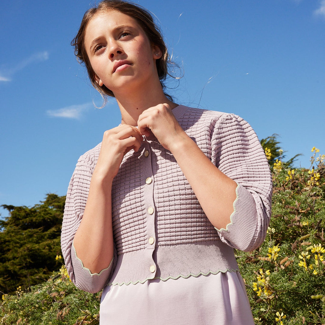 Pashmini Lavender Abigail Scalloped Cardigan Maxi