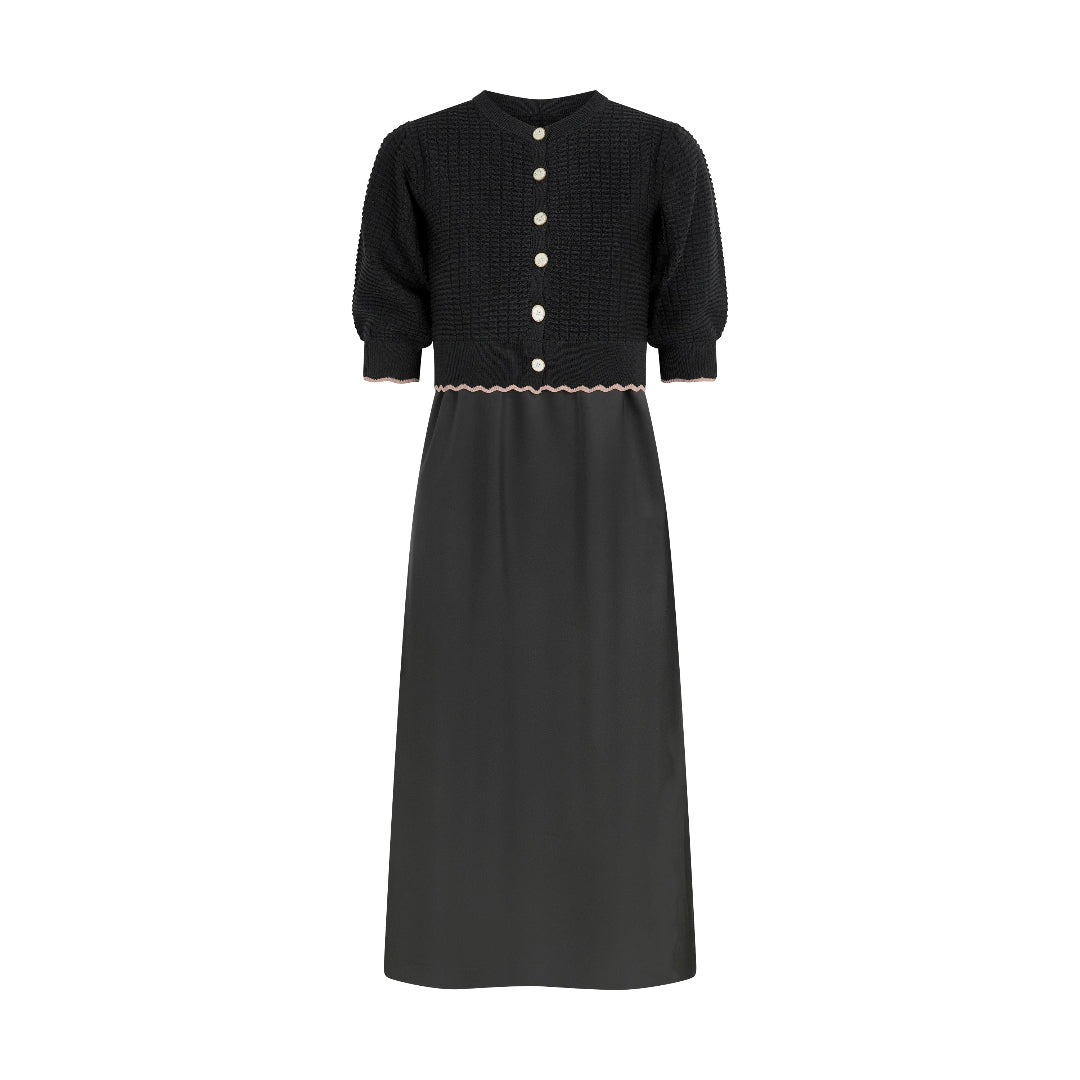 Pashmini Black Abigail Scalloped Cardigan Maxi