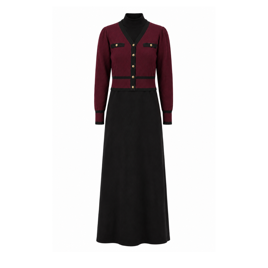 Burgundy Emerson Teen Jacquard Cardigan Overlay Maxi