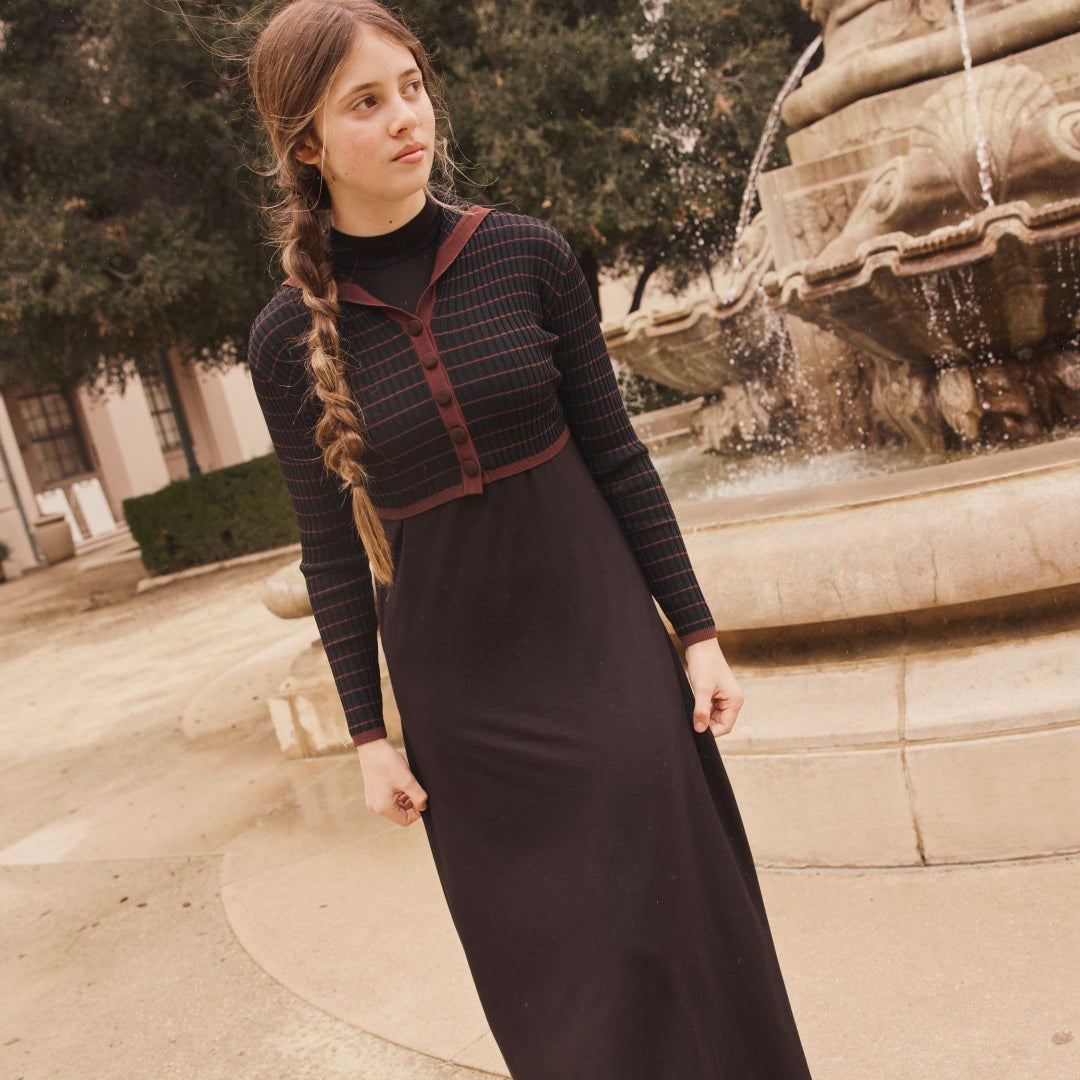 Brown Selena Collared Overlay Maxi