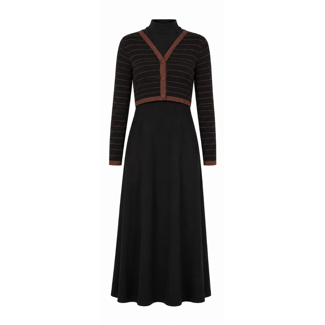 Brown Selena Collared Overlay Maxi