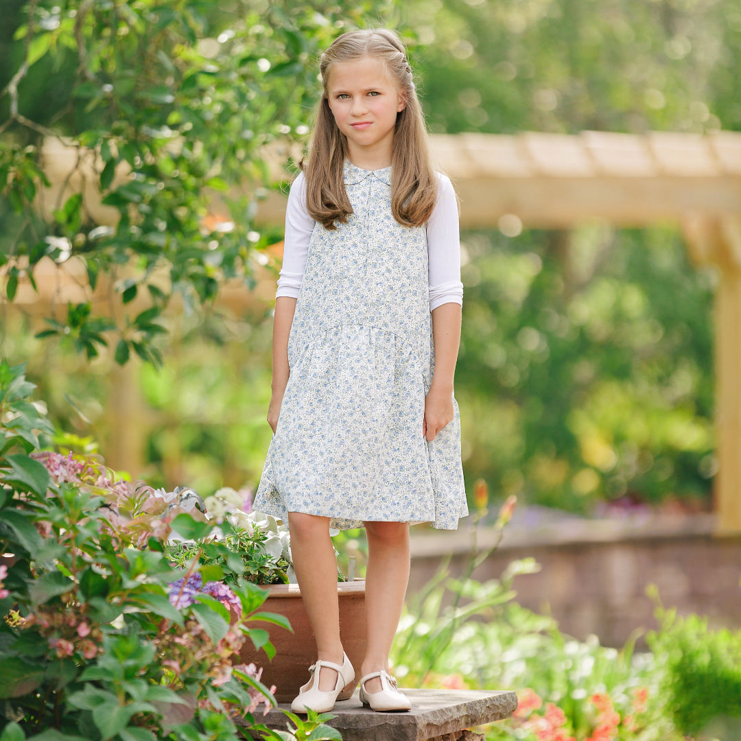 Blue Floral Collar Jumper