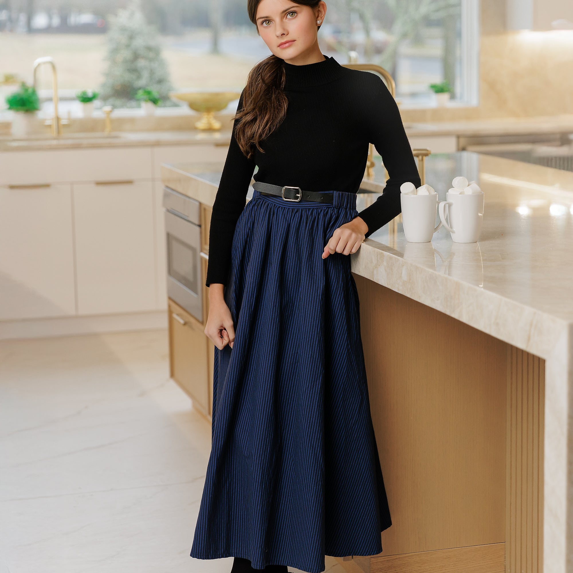 Blue/Black Teen Belt Skirt